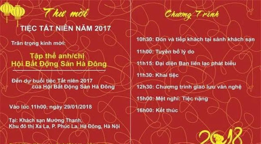 Giấy mời dự tiệc tất niên công ty cuối năm đặc biệt